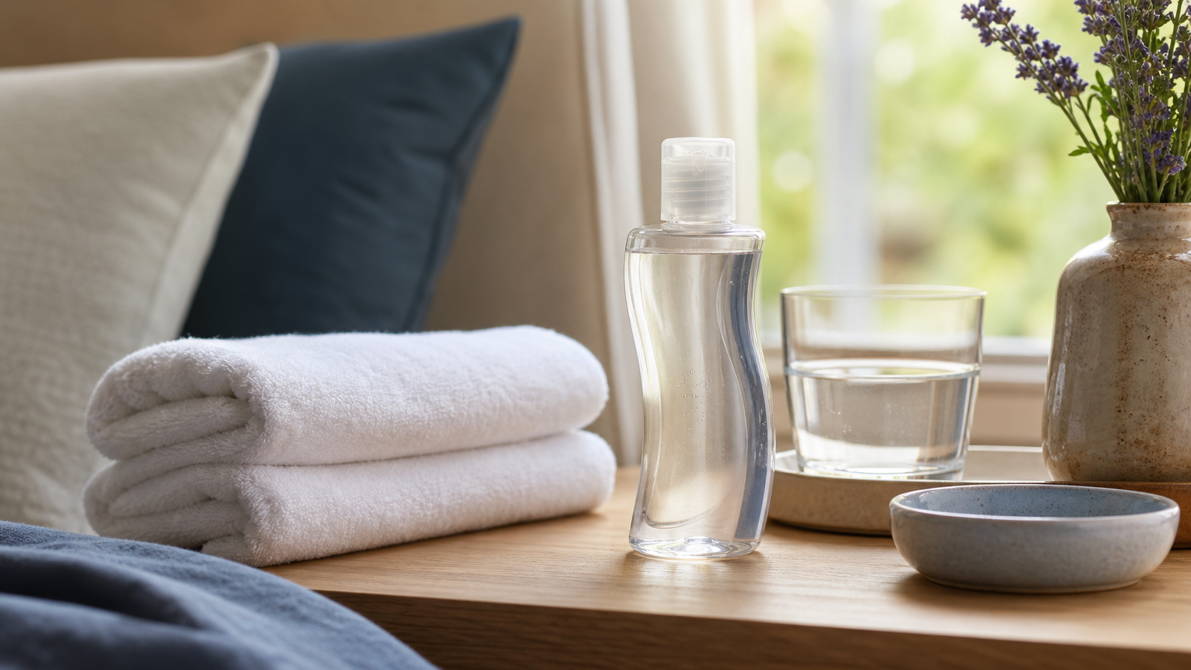 Astroglide Water Based Lube: 7 Smart Comfort Notes 1 Astroglide water based lube beside folded towels on a bright vanity