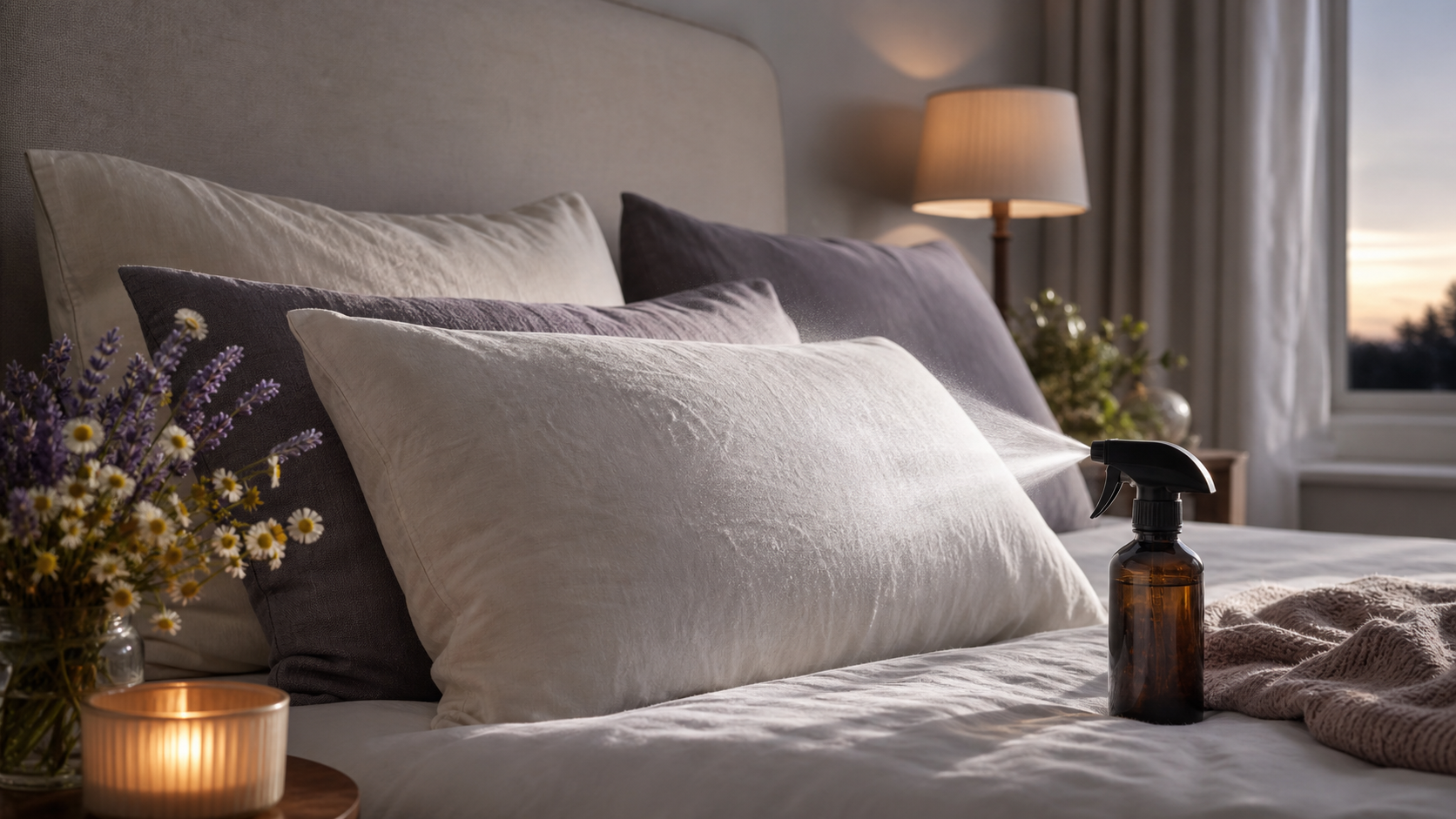 Dr Teal's Sleep Spray in a cozy bedtime setting