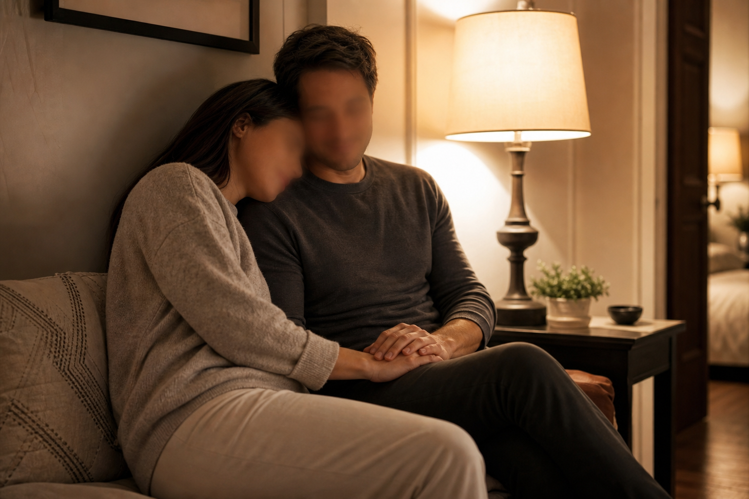 Emotional foreplay calm reconnection Emotional foreplay helping a couple feel calm and connected after a quiet conversation