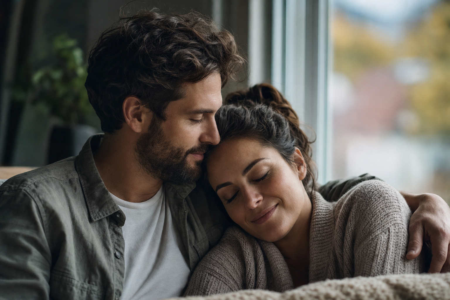 Intentional intimacy calm reconnection Intentional intimacy helping two adults feel calm, close, and reassured after a quiet conversation