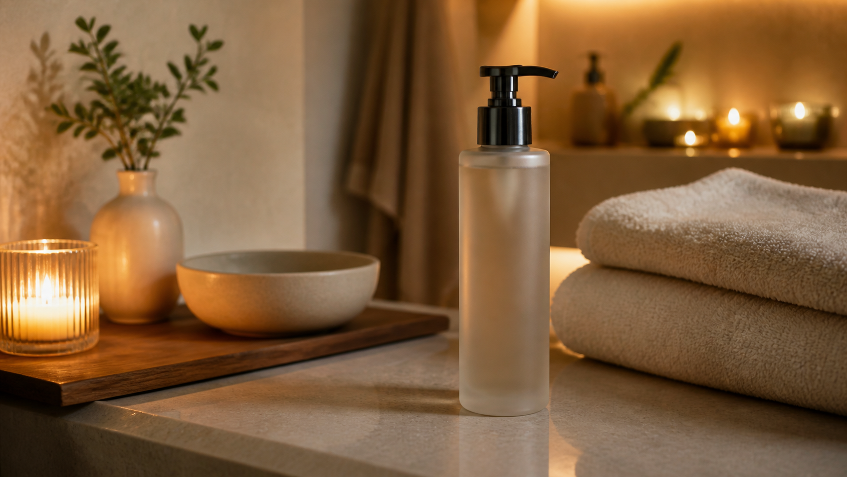K-Y Silicone Lube beside folded towels in a warm spa-style setting
